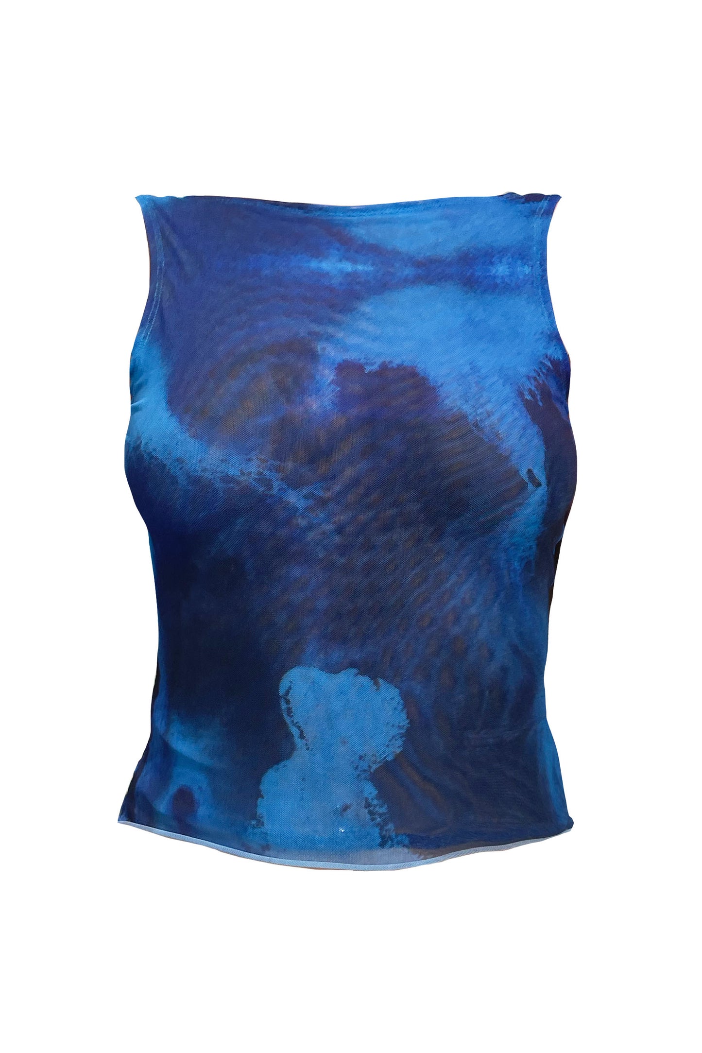 Blue Ink Backless Top