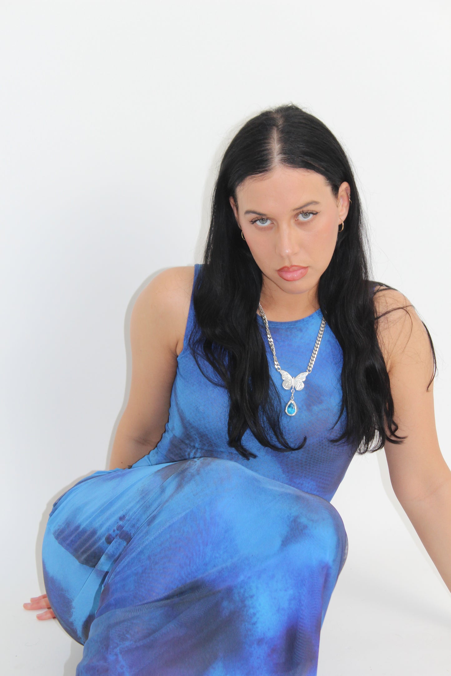Blue Ink Maxi Dress