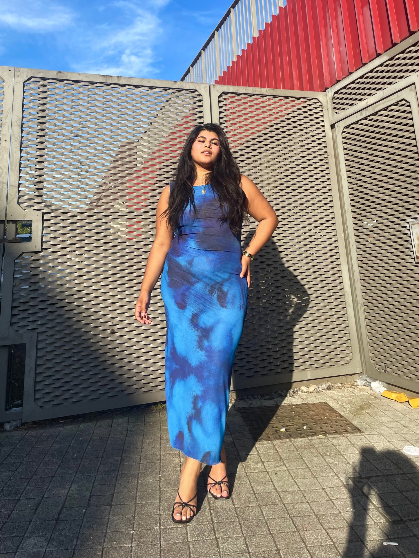 Blue Ink Maxi Dress