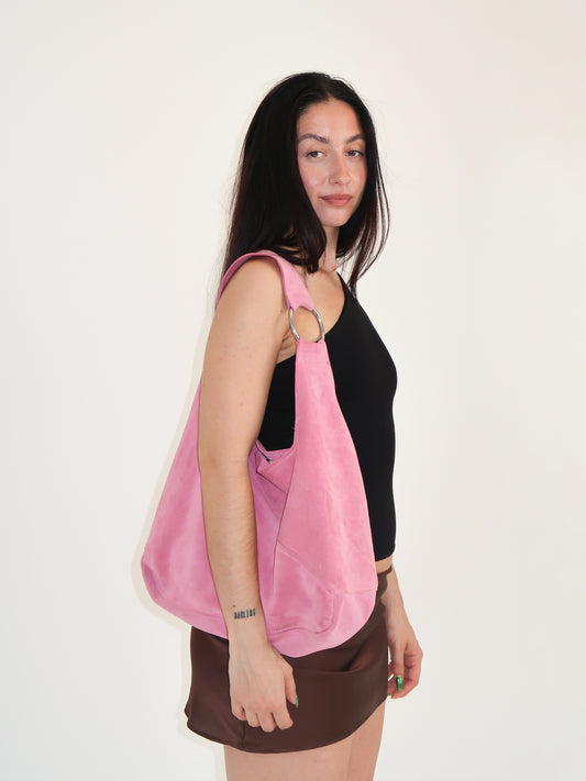 Pink Suede Hand Bag