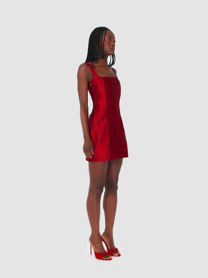 Cherry Silk Mini Dress