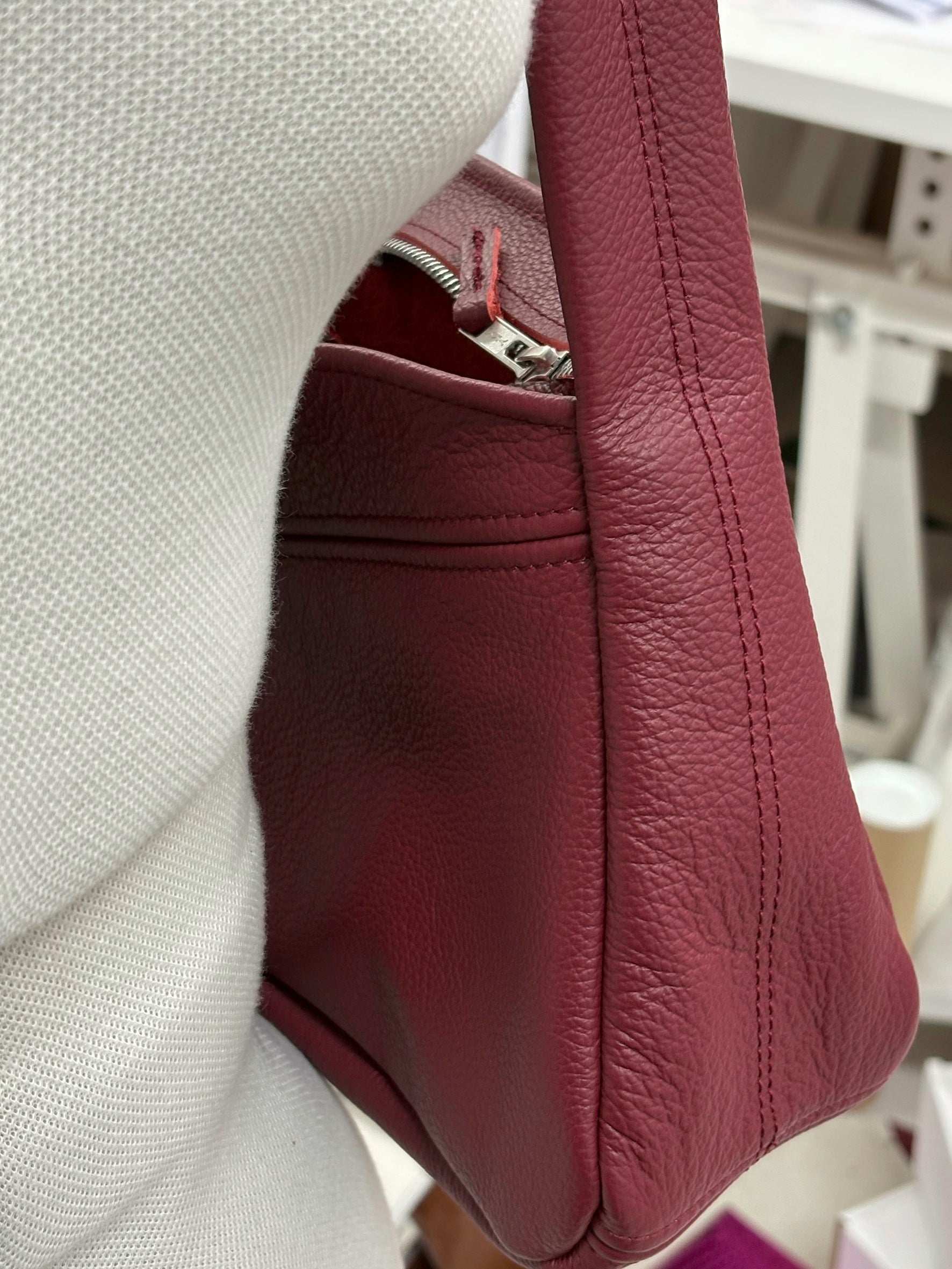 Oblique Leather Bag Oxblood