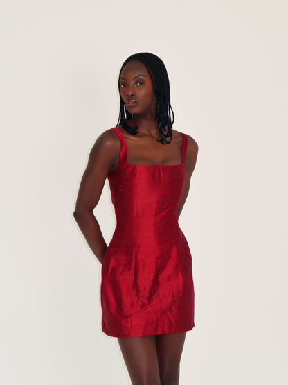 Cherry Silk Mini Dress