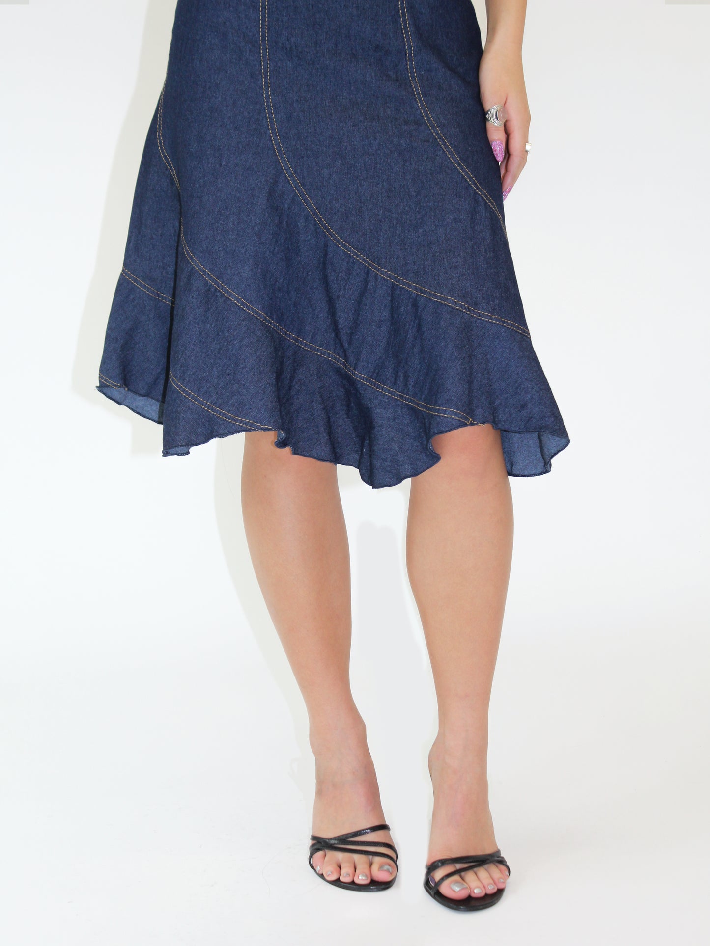 Denim Spiral Skirt