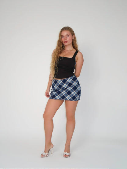 Blueberry Plaid Mini Skirt