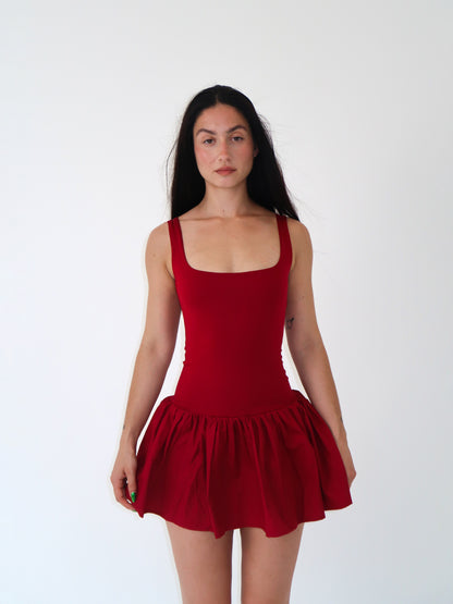 Cherry Drop Waist Mini Dress