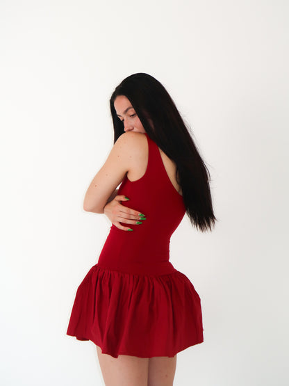 Cherry Drop Waist Mini Dress