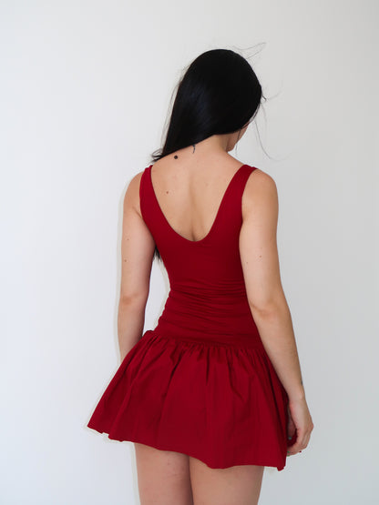 Cherry Drop Waist Mini Dress