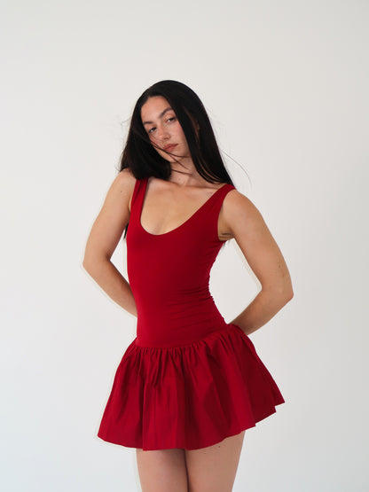 Cherry Drop Waist Mini Dress