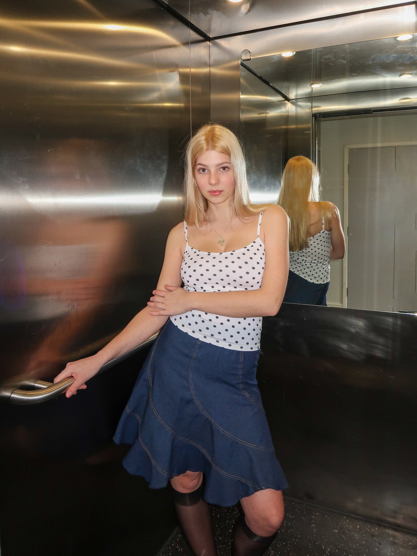 White Polka Cami